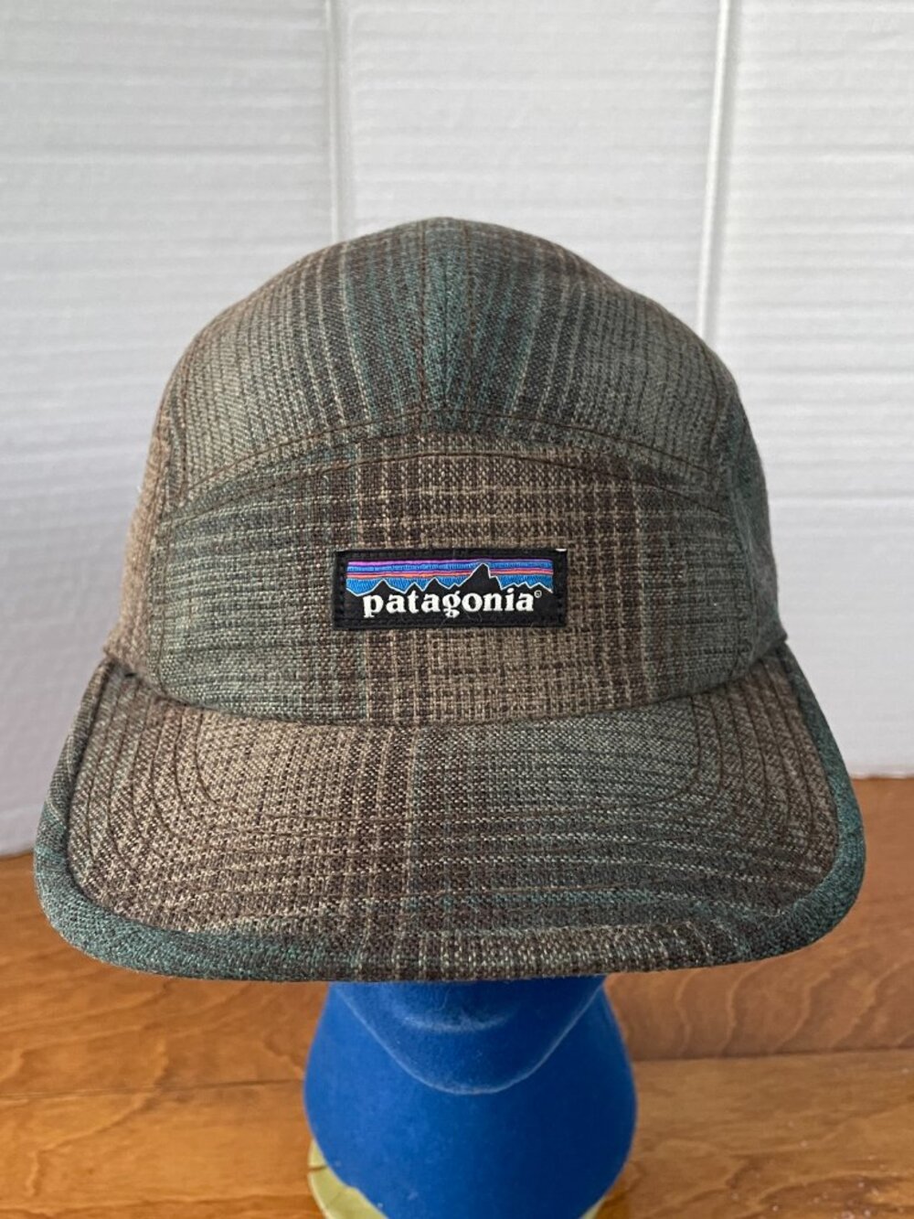 Patagonia Men's Wool Plaid 5-Panel Camp Hat Adjustable Strap CAP LOGO VGC